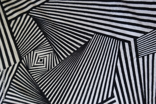 Swirl geometric pattern on fabric from above