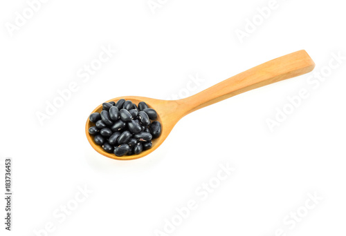 Organic black beans on white background