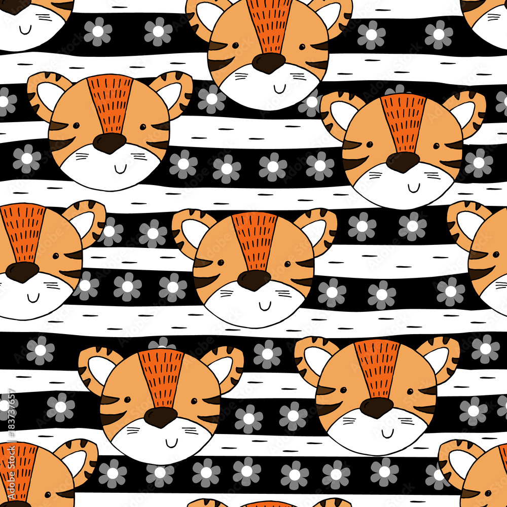Fototapeta premium Cute tiger Pattern print for kids