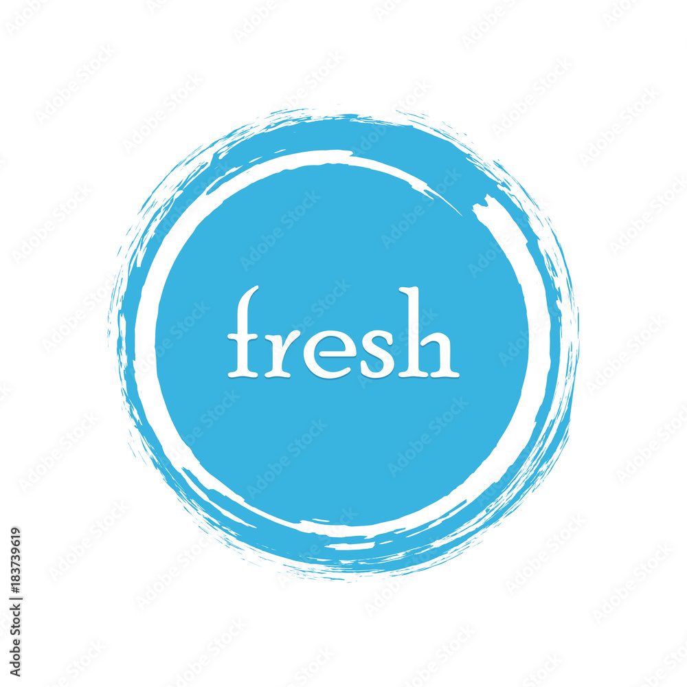 Fresh label vector, painted round emblem icon for natural products