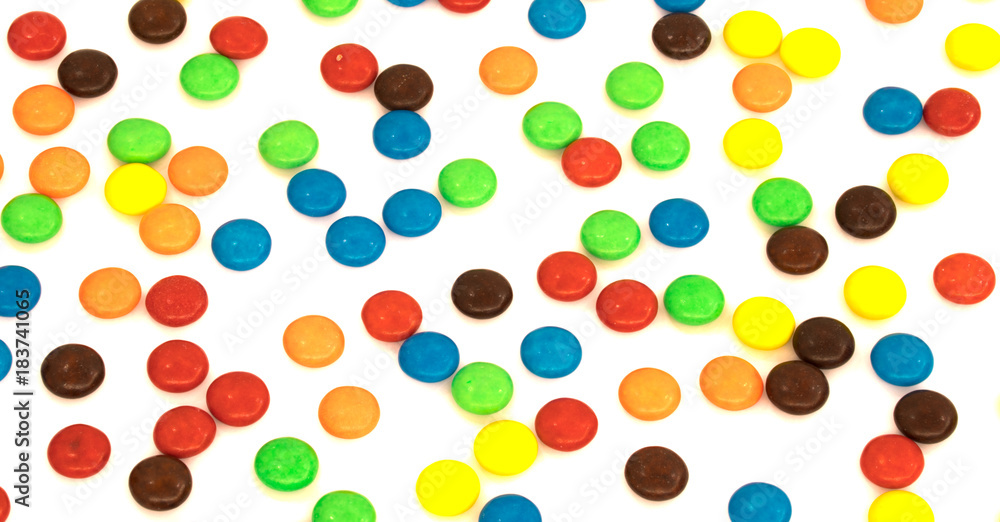 Colorful button shaped chocolates candy isolated