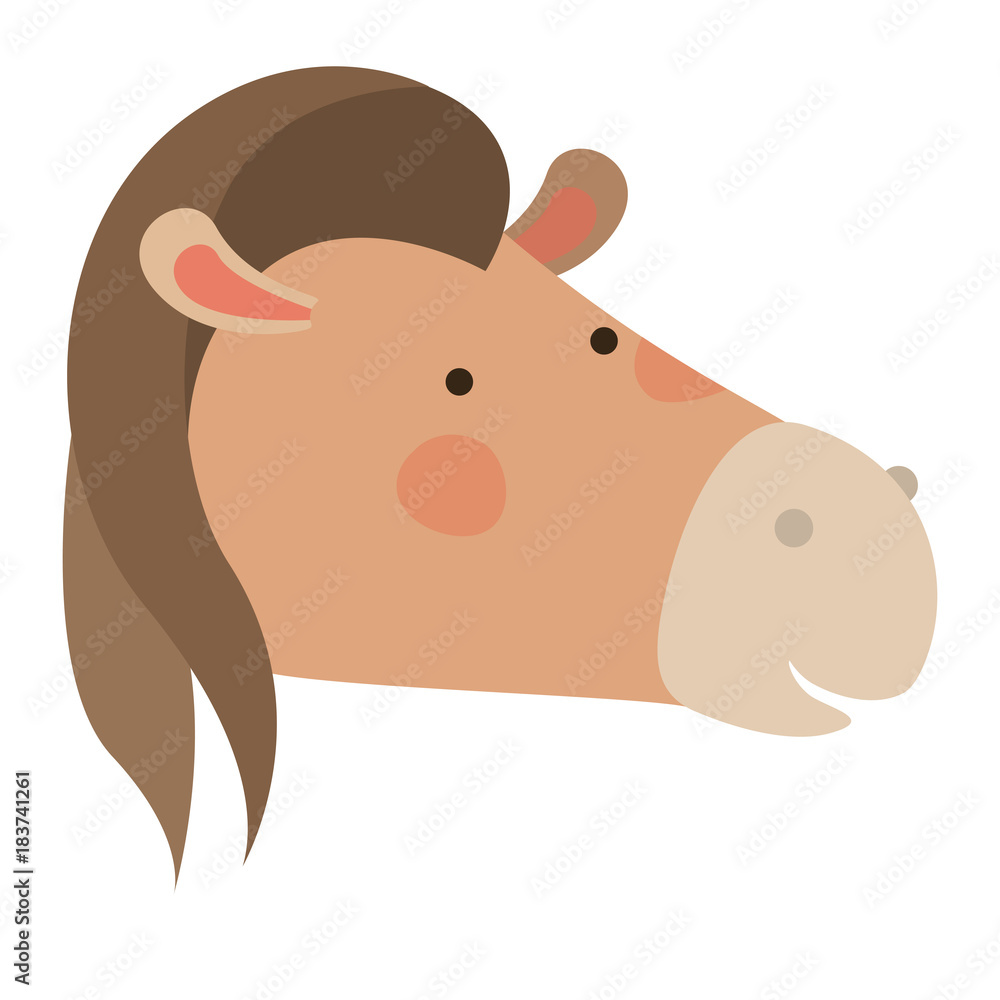 Fototapeta premium horse cartoon head colorful silhouette in white background vector illustration