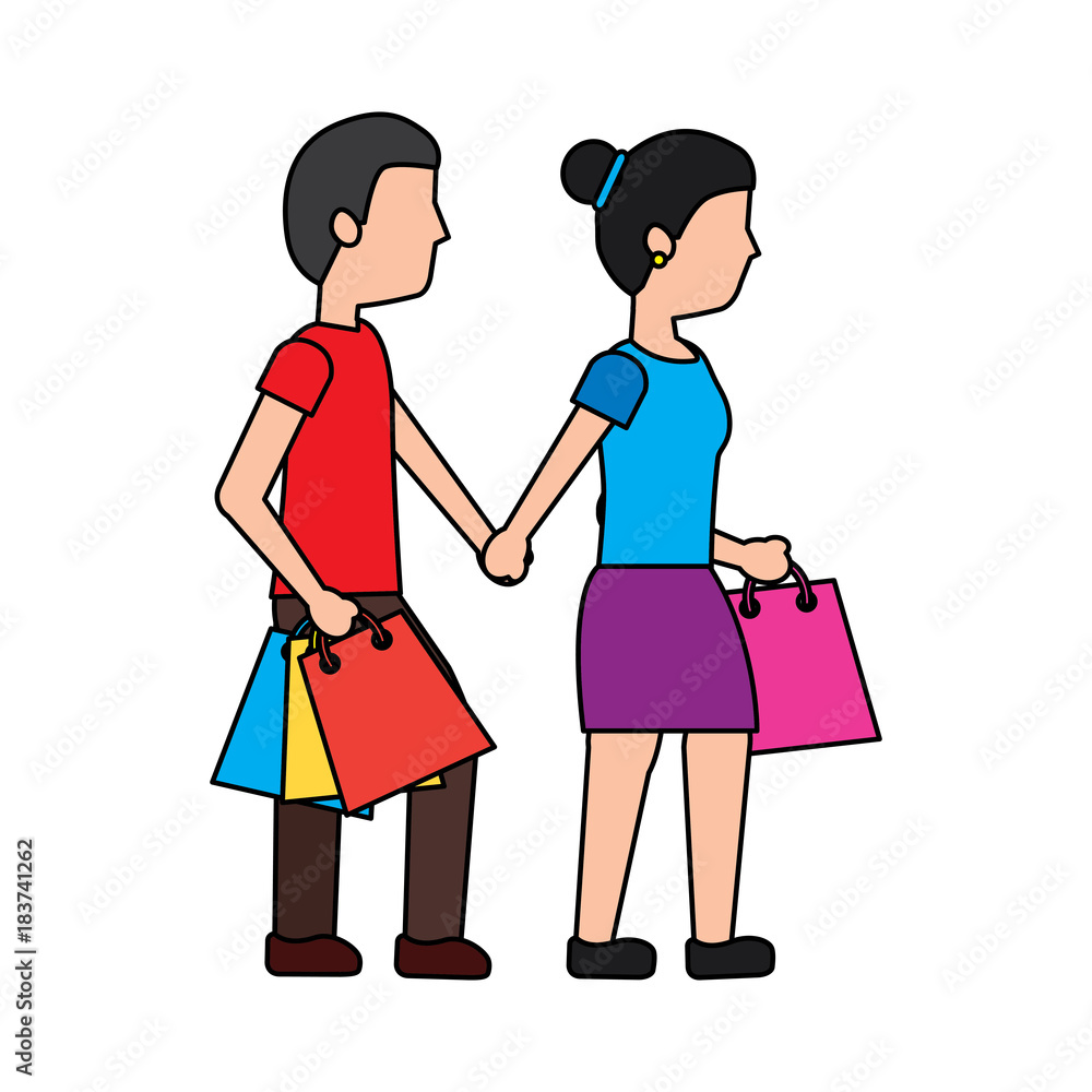 woman and man shopping icon image vector illustration design woman and man shopping icon image vector illustration design