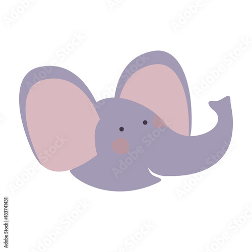 elephant cartoon head colorful silhouette in white background vector illustration
