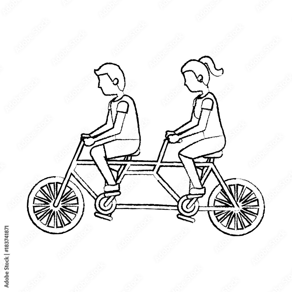 Continuous one line drawing happy couple cycling outdoors in summer.  Romantic cycling couple holding hands. Togetherness of young husband and  wife. Single line draw design vector graphic illustration 4483291 Vector  Art at