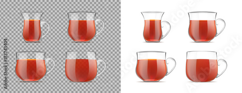 Transparent tea cup with black tea