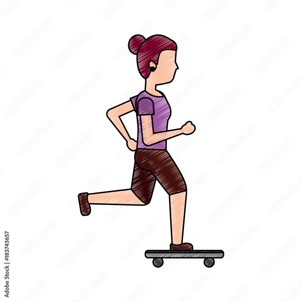 Fototapeta premium young woman with skateboard sport lifestyle vector illustration
