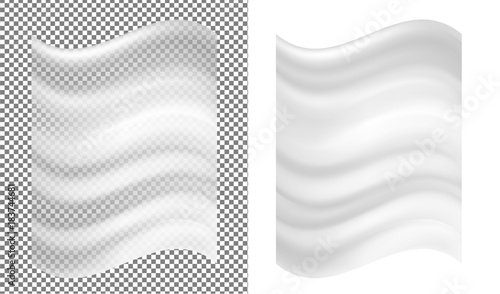White transparent plastic wrapper and flag