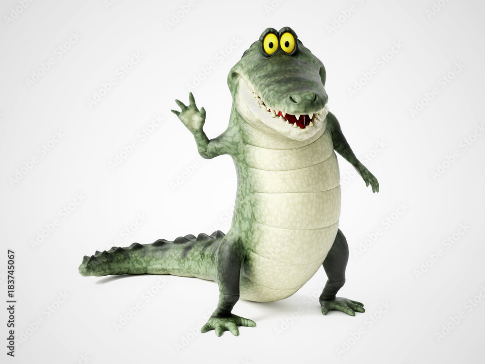 Naklejka premium Renderowania 3D kreskówka macha krokodyla.