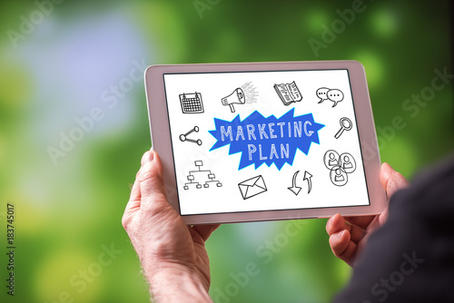 Marketing plan concept on a tablet