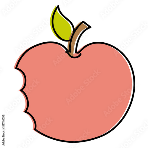 bitten apple fresh fruit icon vector illustration design