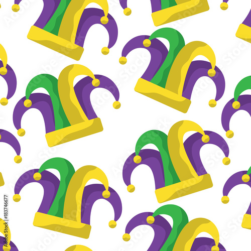 Fototapeta Naklejka Na Ścianę i Meble -  harlequin hat mardi gras carnival pattern image vector illustration design 