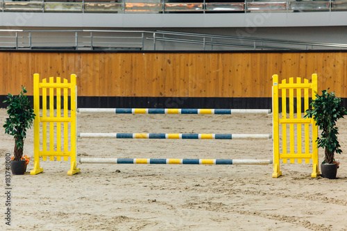Obraz na płótnie Show jumping barriers on the ground. Arena for equestrian sports w salonie