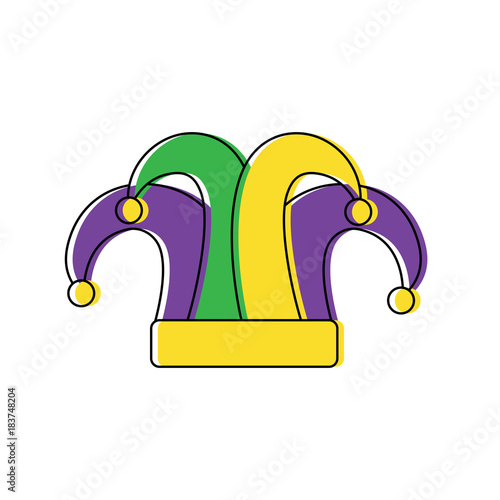 mardi gras jester hat decoration design vector illustration