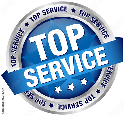 Button Banner "Top Service" blau/silber