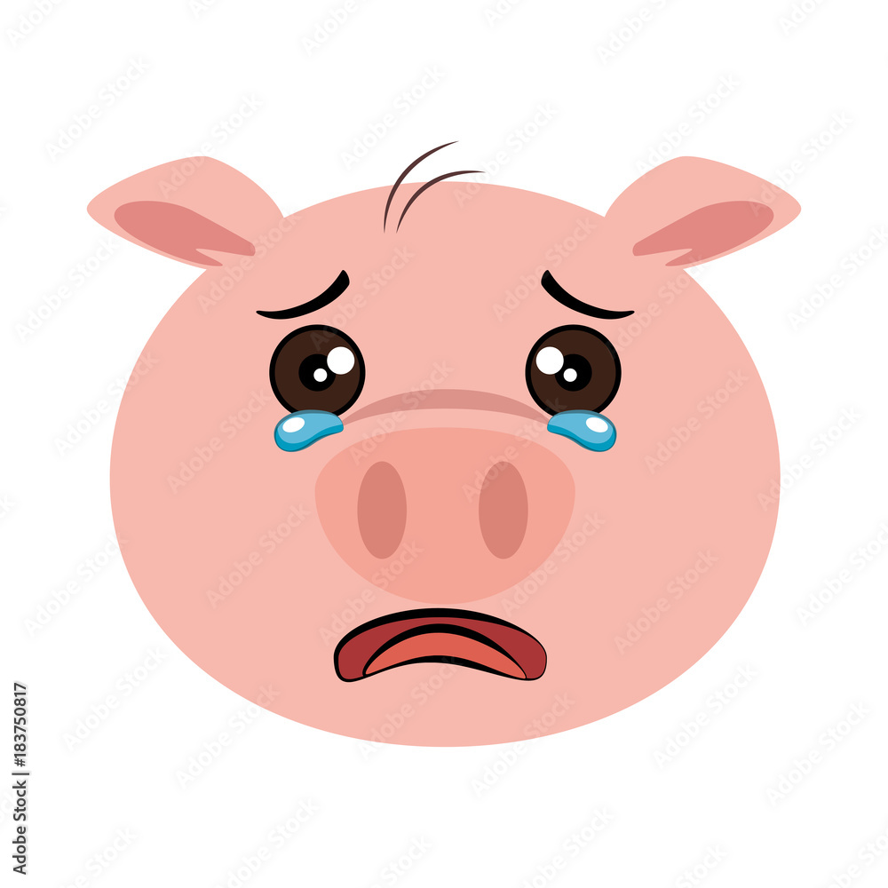 crying pig emoji kawaii vector illustration design crying pig emoji kawaii vector illustration design