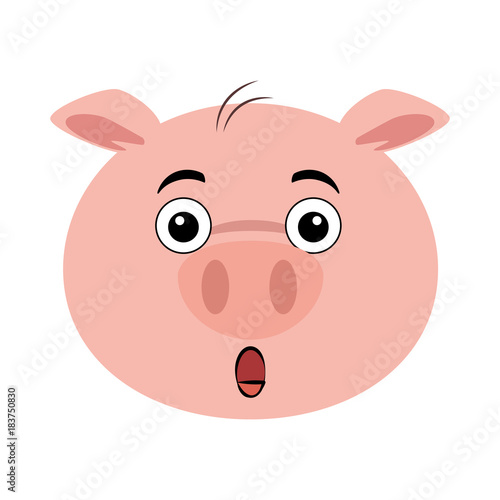 terrified pig emoji kawaii vector illustration design