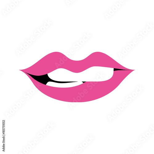 full color mouth with lipstick and bite inferior lip