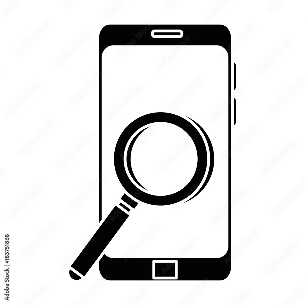 smartphone device with magnifying glass vector illustration design smartphone device with magnifying glass vector illustration design