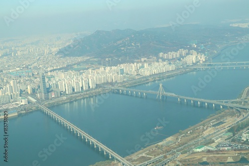 blureed top view landscape south korea
