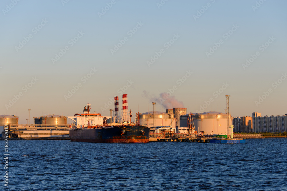 Tanker moored in port Saint-Petersburg