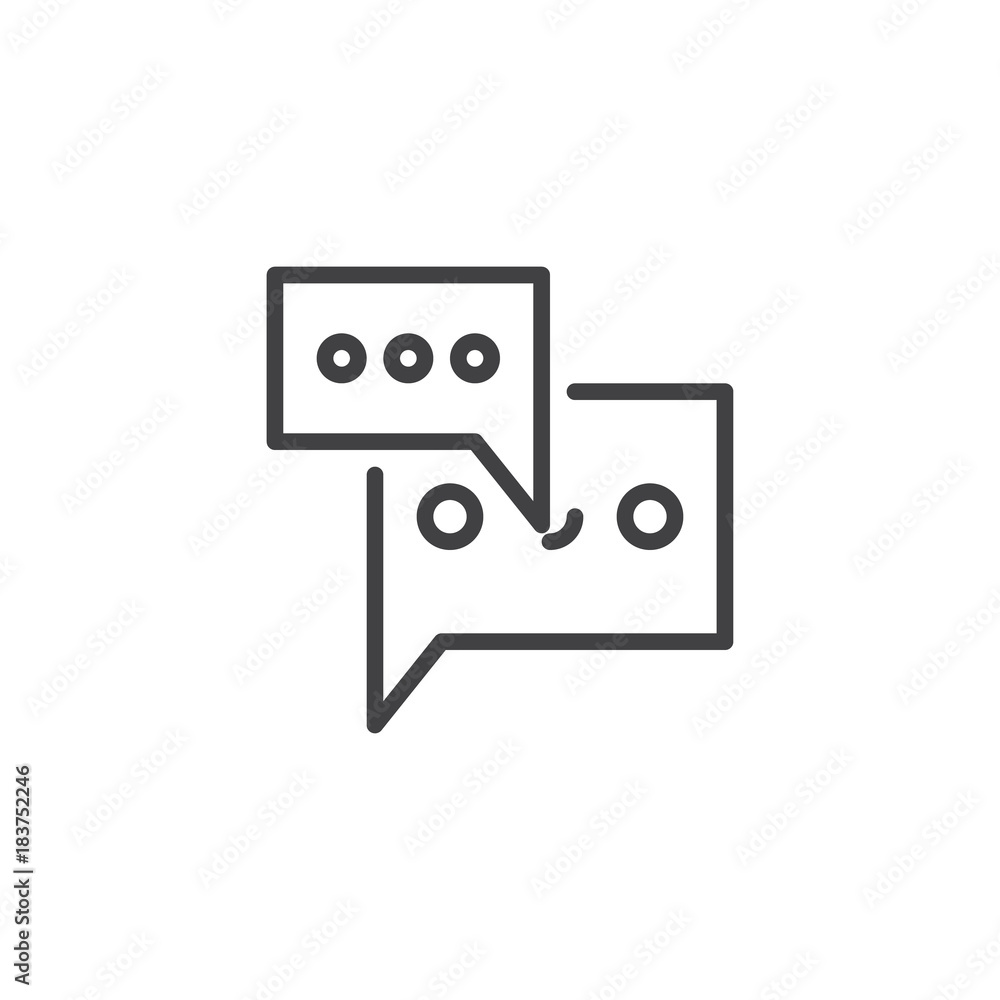 Online chat line icon, outline vector sign, linear style pictogram isolated on white. Speech bubbles symbol, logo illustration. Editable stroke Online chat line icon, outline vector sign, linear style pictogram isolated on white. Speech bubbles symbol, logo illustration. Editable stroke