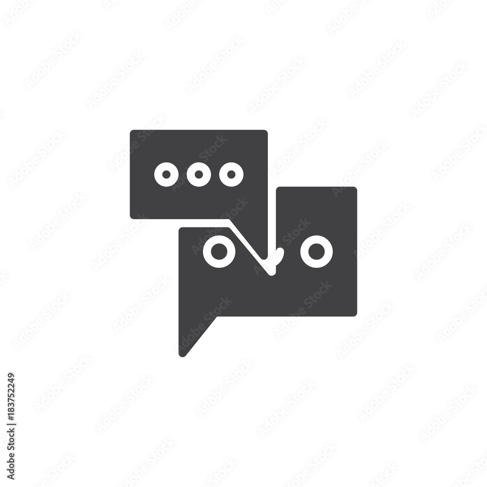 Online chat icon vector, filled flat sign, solid pictogram isolated on white. Speech bubbles symbol, logo illustration. Online chat icon vector, filled flat sign, solid pictogram isolated on white. Speech bubbles symbol, logo illustration.
