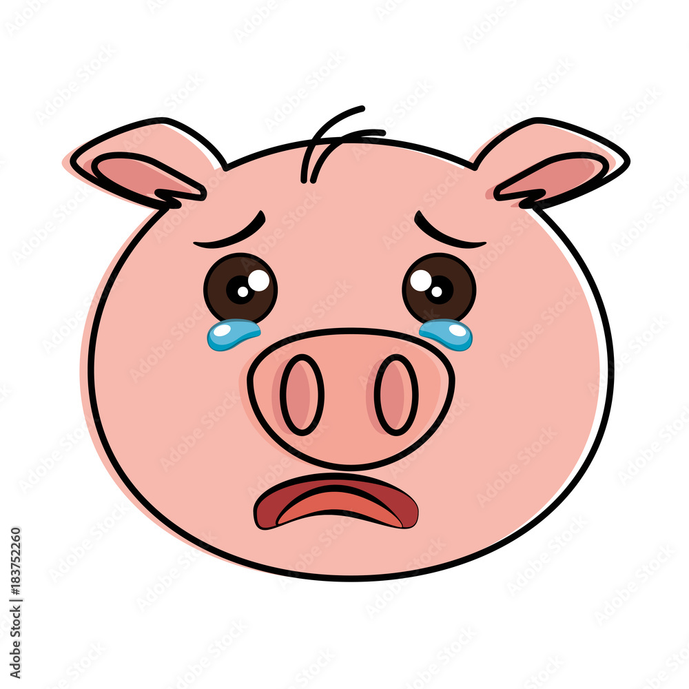 crying pig emoji kawaii vector illustration design crying pig emoji kawaii vector illustration design