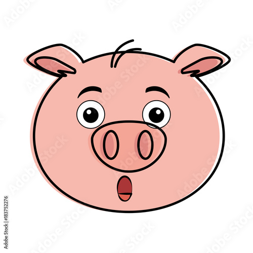 terrified pig emoji kawaii vector illustration design