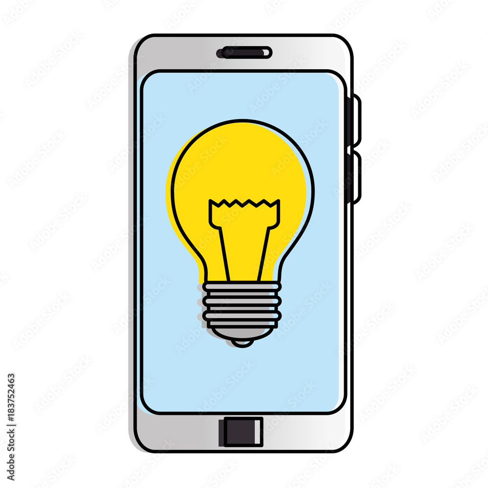 smartphone device with bulb vector illustration design smartphone device with bulb vector illustration design