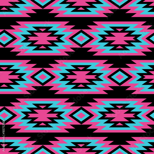 Vector seamless decorative ethnic pattern. American indian motifs. Background with aztec tribal ornament. photo