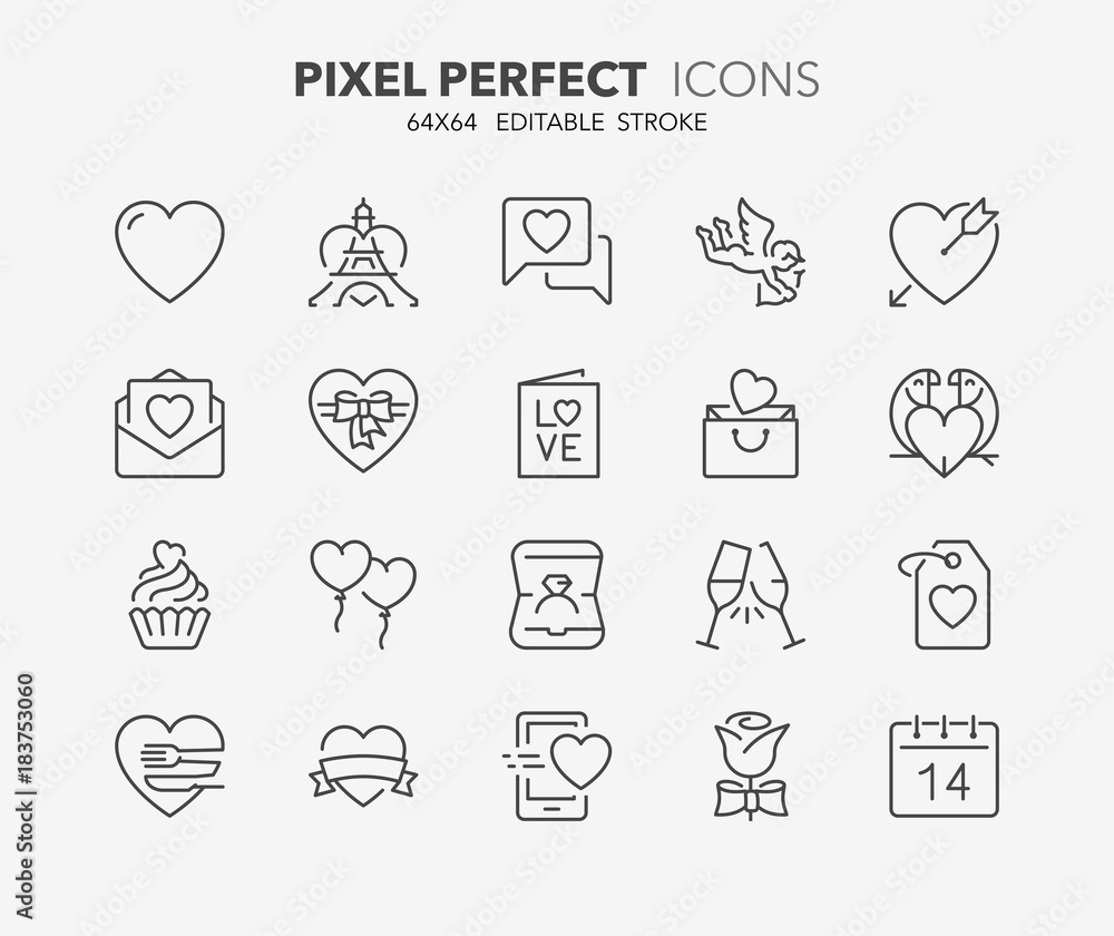 valentines thin line icons valentines thin line icons