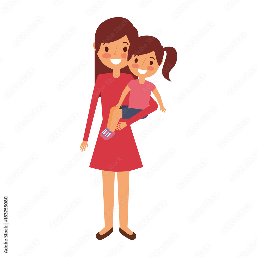 mom carrying her little daughter vector illustration mom carrying her little daughter vector illustration