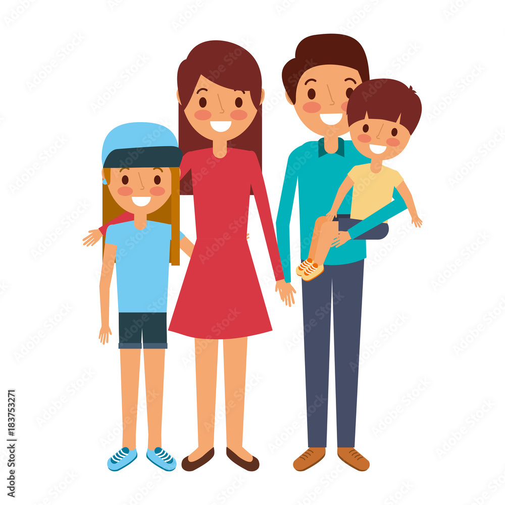 family together parents with daughter son vector illustration