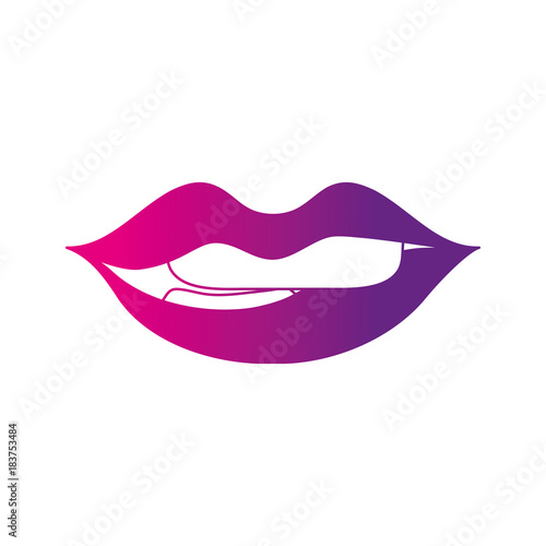 color silhouette mouth with lipstick and bite inferior lip