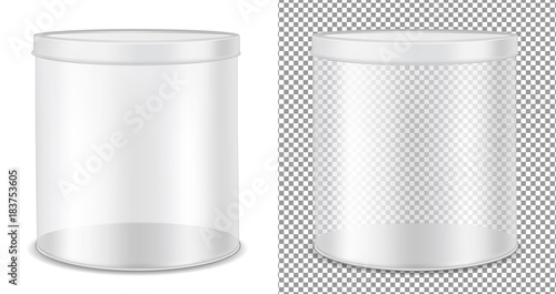Round transparent glass can for food, cookies and gifts.