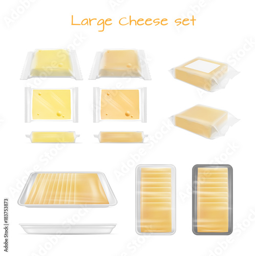 Large cheese set. Transparent packaging.