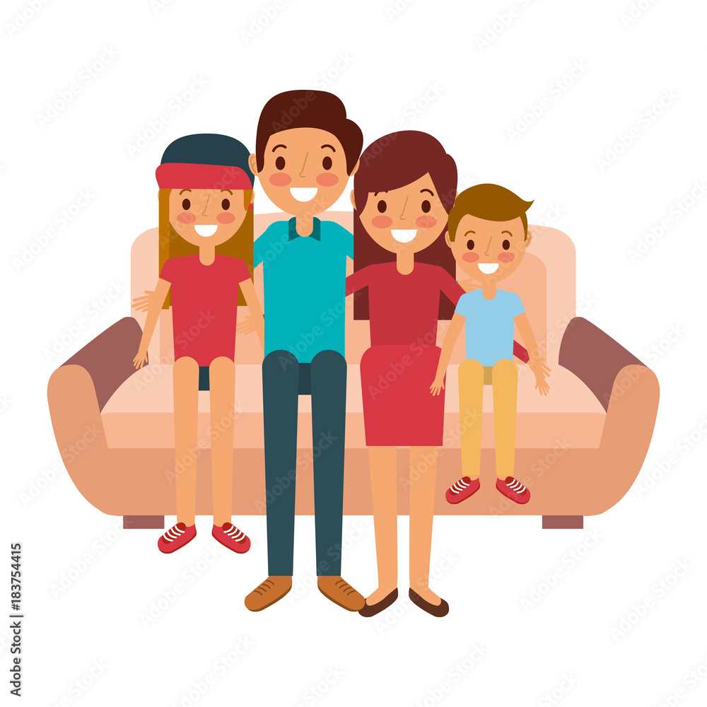 happy family sitting together in the sofa vector illustration happy family sitting together in the sofa vector illustration