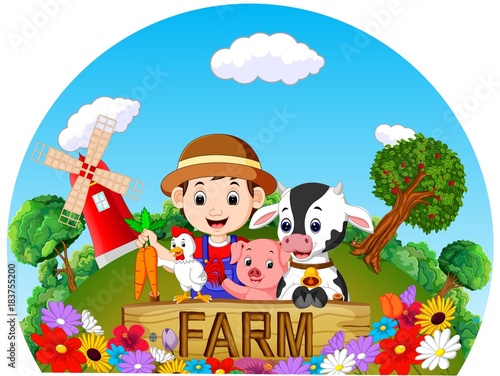  Farm scenes with many animals and farmers © hermandesign2015
