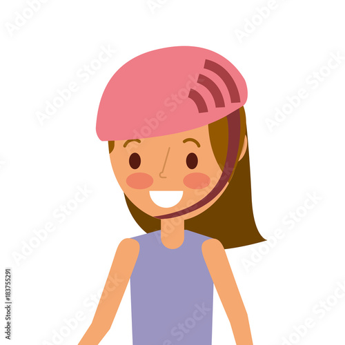 cute young girl smiling with sport helmet vector illustration