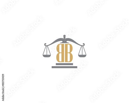 Scale of Justice and Letter B Logo Icon 3