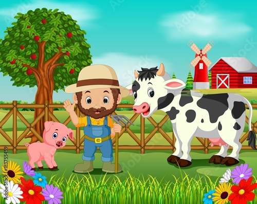  Farm scenes with many animals and farmers