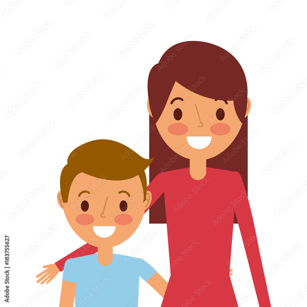 portrait mom embracing her son vector illustration portrait mom embracing her son vector illustration