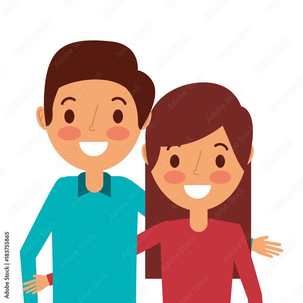 cute couple parents embracing portrait vector illustration cute couple parents embracing portrait vector illustration