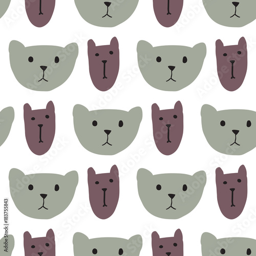 Fototapeta Naklejka Na Ścianę i Meble -  Cute cats head seamless pattern.