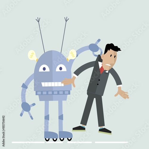 robot vs man concept