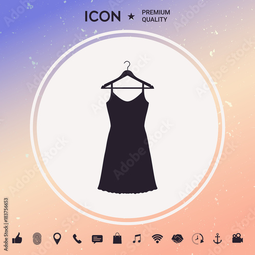 Sundress, Evening dress, combination or nightie on the wardrobe hanger , the silhouette. Menu item in the web design