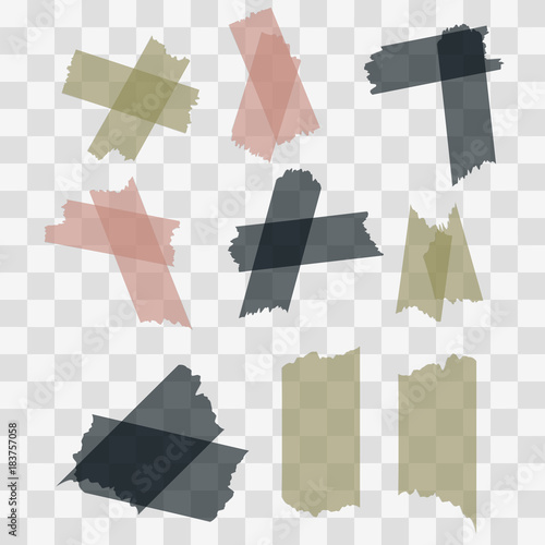 Scotch, adhesive tape pieces isolated on transparent background
