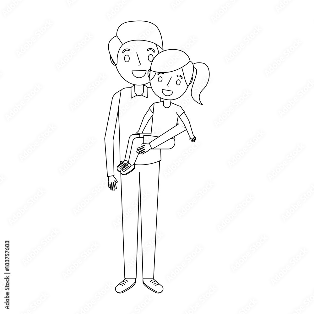 Obraz premium dad carrying their daugther child vector illustration