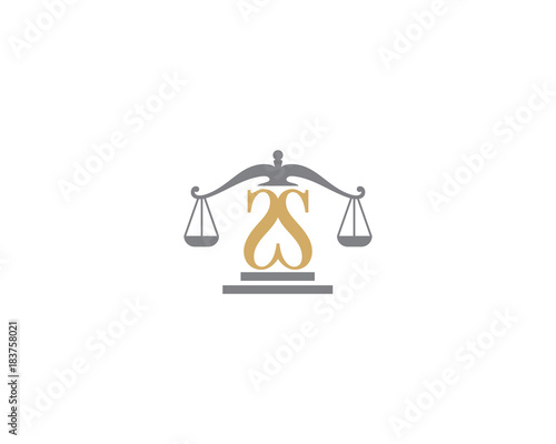 Scale of Justice and Letter S Logo Icon 3